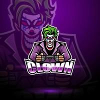 clown esport maskot logo design vektor