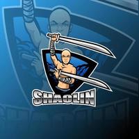 Shaolin esport maskot-logotypdesign vektor