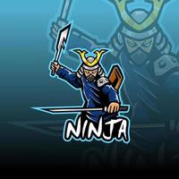 Ninja-Esport-Maskottchen-Logo-Design vektor