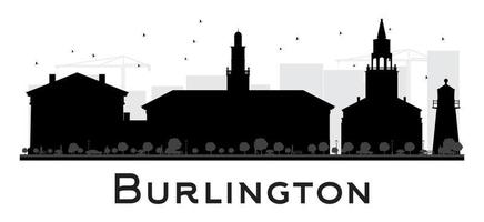 Burlington City Skyline Schwarz-Weiß-Silhouette. vektor