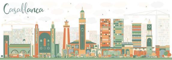 abstrakte Skyline von Casablanca mit farbigen Gebäuden. vektor