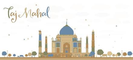 Taj Mahal mit Baum und Kuh vektor