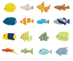 Reihe von tropischen Fischen auf weißem Hintergrund vektor