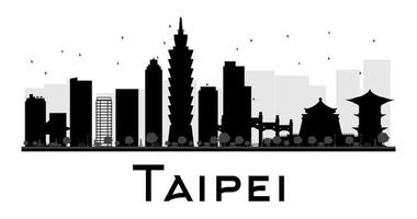schwarz-weiße silhouette der skyline der stadt taipeh. vektor