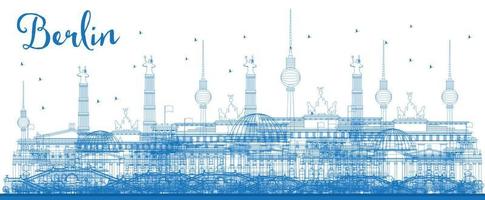 skizzieren sie die berliner skyline mit blauen gebäuden. vektor