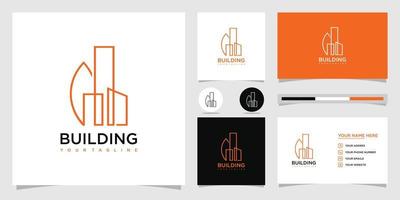 Creative Buildings Real Estate Logo und Visitenkarten-Referenz-Premium-Vektor. vektor