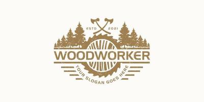 vintage woodworker logotyp inspiration. vektor