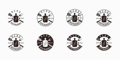 uppsättning vintage logotyp etikett meny restaurang, inspiration för branding grillmeny. vektor