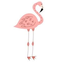 vektor illustration av rosa flamingo på träd i platt stil