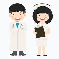 Arzt und Krankenschwester Vektor handgezeichnet