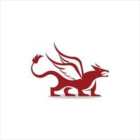 röd drake logotyp modern tecknad serie vektor