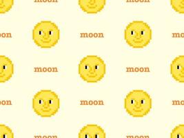 månen seriefigur seamless mönster på gul background.pixel stil vektor