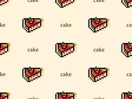 tårta seriefigur seamless mönster på orange background.pixel stil vektor