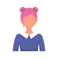 Porträt eines jungen Mädchens mit rosa Haaren, isoliert auf weißem Hintergrund. Porträt einer Frau ohne Gesicht. modische frisur, lange haare. Avatar für soziale Netzwerke, mobile App vektor