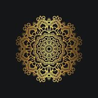 Luxus-Mandala-Design mit goldener Farbe. deluxe goldene blumenverzierung auf schwarzem hintergrund. geeignet für grafische Ressourcen, Hochzeitseinladungen, Visitenkarten, Tapeten. vektor