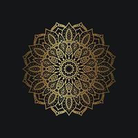 Luxus-Mandala-Design mit goldener Farbe. deluxe goldene blumenverzierung auf schwarzem hintergrund. geeignet für grafische Ressourcen, Hochzeitseinladungen, Visitenkarten, Tapeten. vektor