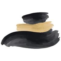 Aquarellpinselstriche, Schwarz, Gold und Weiß, 3d. vektor