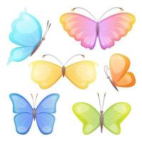 uppsättning ljusa färgglada fjärilar. vektor illustration.