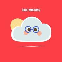 frei handgezeichneter Emoji-Himmel und Sonne mit kawaii Ausdruck niedlichem Emoticon