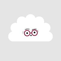 kawaii cloud emoji ausdruck mit sonnenbrille handgezeichnete illustration vektor