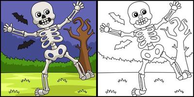 tanzendes skelett halloween färbung illustration vektor