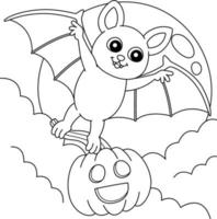 flygande fladdermus halloween målarbok för barn vektor