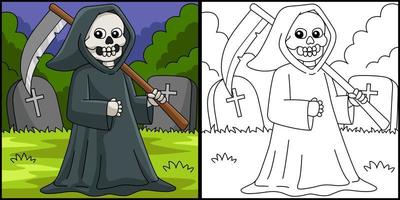 grim reaper halloween målarbok illustration vektor