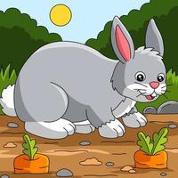 kaninchen farbige karikaturfarmillustration vektor
