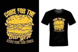 hamburgare t-shirt design, vintage, typografi vektor