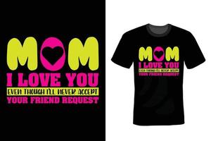 Mama-T-Shirt-Design, Vintage, Typografie vektor