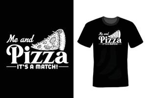 Pizza-T-Shirt-Design, Vintage, Typografie vektor