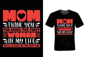 mamma t-shirt design, vintage, typografi vektor