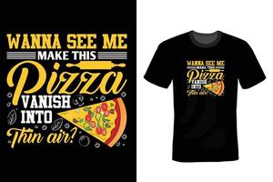 Pizza-T-Shirt-Design, Vintage, Typografie vektor