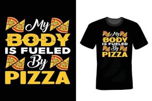 Pizza-T-Shirt-Design, Vintage, Typografie vektor