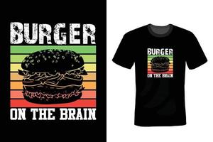 hamburgare t-shirt design, vintage, typografi vektor