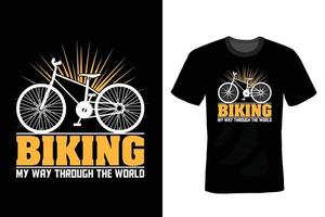 cykel t-shirt design, vintage, typografi vektor