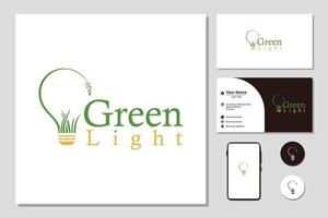 Öko-grünes Konzept, Lampe mit Blatt - Vektor