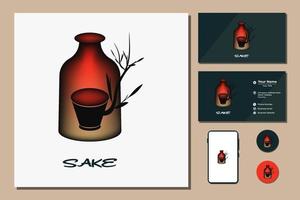 japansk sake flaska orientalisk japan dryck symbol logotyp design inspiration vektor