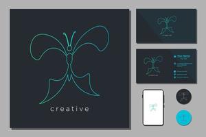 Beauty Flying Butterfly Logo mit einfachem minimalistischem Line Art Monoline Style vektor