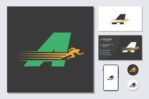 smart initial a mit running man, für logo sport store design vektor
