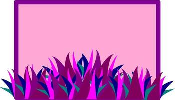 Vektordesign des Rahmens mit bunten Blättern. rosa und violetter Farbton. kopierraum für texte, gruß, werbung, ankündigung, einladung, wort. vektor
