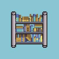 Pixel-Art-Bücherregal für Spielressourcen und -entwicklung vektor