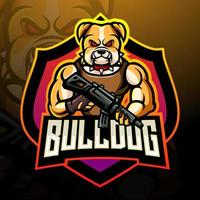 bull dog esport logotyp maskot design vektor