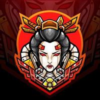 geisha mecha esport logotyp maskot design. vektor