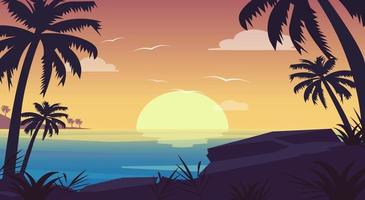 Sonnenuntergang Hintergrund Landschaft Vektor-Illustration kostenlos
