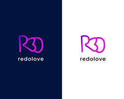 bokstaven r och d med kärlek logotyp formgivningsmall vektor
