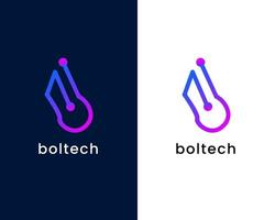 bokstaven b med tech logotyp designmall vektor