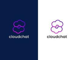Wolke mit Chat-Logo-Design-Vorlage vektor