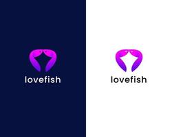 Liebe mit Fisch-Logo-Design-Vorlage vektor