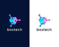 låda med tech logotyp designmall vektor